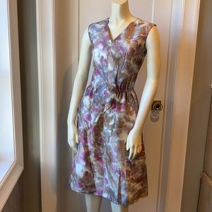 Barneys New York Abstract Pink and Gray Midi Dress